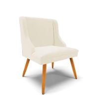 Kit 10 Cadeiras Veludo Bege Pés Palito Castanho - 8