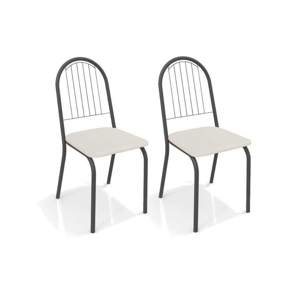 Kit 2 Cadeiras de Cozinha Noruega 2C077PRF  2 Un Preto Fosco/Courano Nude - Kappesberg - 1