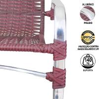 Combo 4 Cadeiras Emily 2 Espreguiçadeiras Catar c/1 Mesa de Centro Garden p/ Área Piscina Vinho Dark - 2