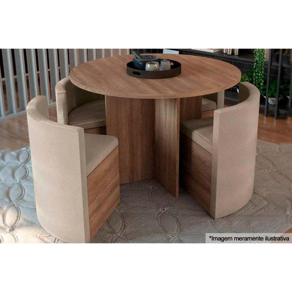 Cadeira Sala de Jantar 4CAD800 Kit 4 Un Walnut Fosco/Suede Caramelo - Kappesberg - 2
