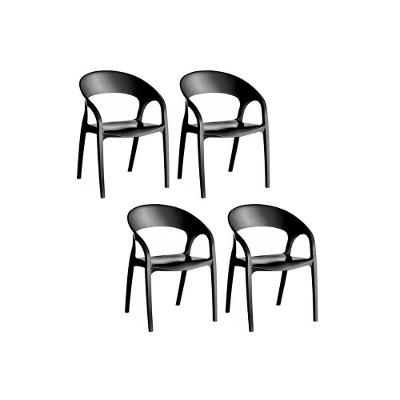 Cadeira Sala de Jantar Glass Plus UZ8004 Kit 4 Un Polipropileno Preto - Kappesberg