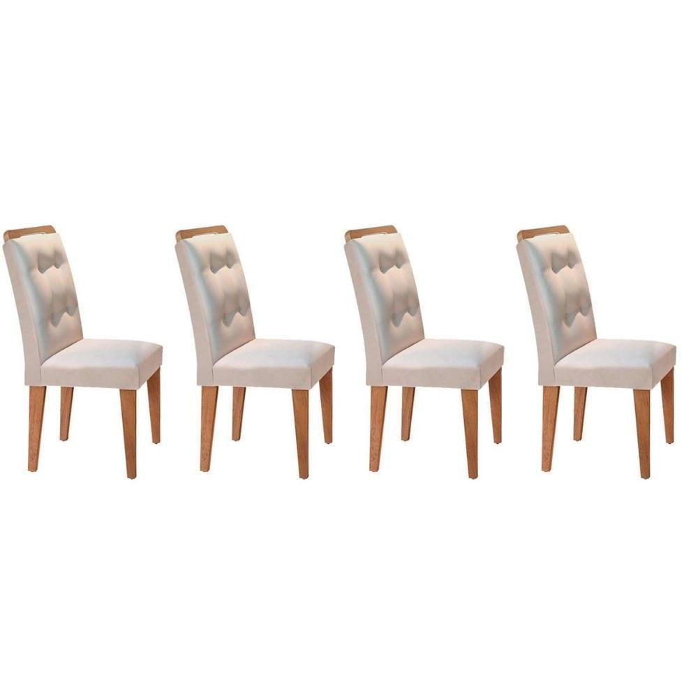 Cadeira Sala de Jantar Kit 4 Un Imbuia Veludo Creme - 1