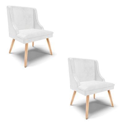 Kit 02 Cadeiras Corano Branco Pés Palito Natural