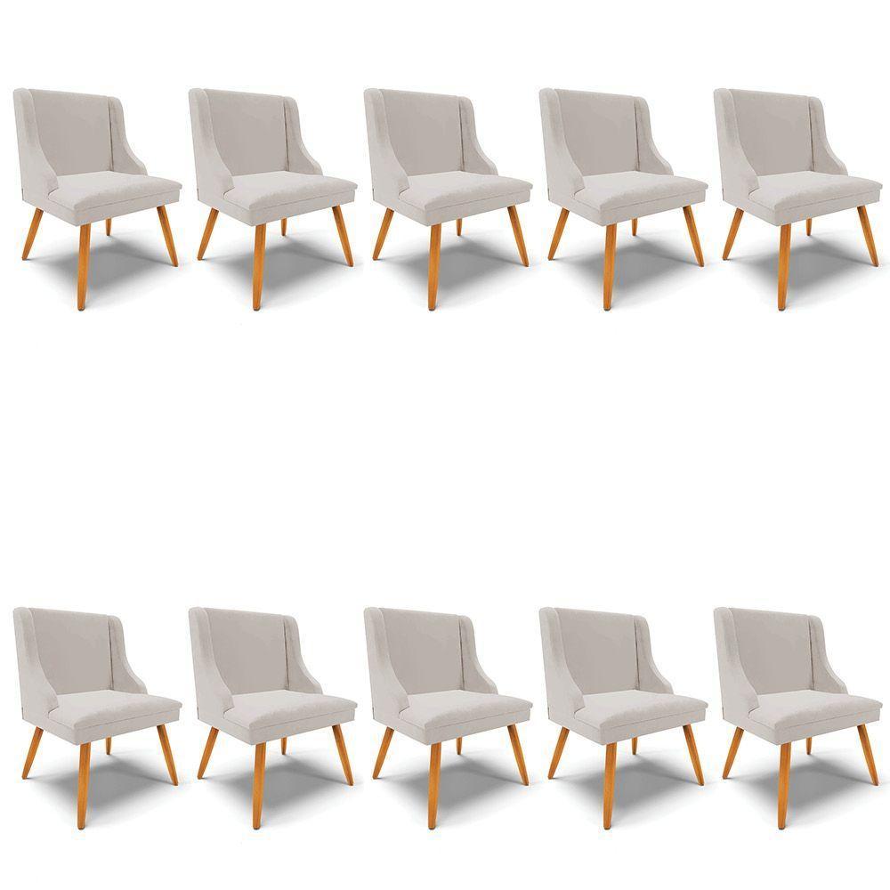 Kit 10 Cadeiras Veludo Cinza Pés Palito Castanho - 1