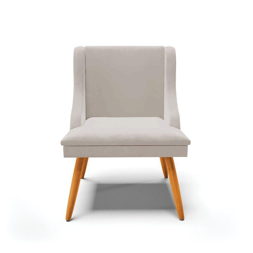 Kit 10 Cadeiras Veludo Cinza Pés Palito Castanho - 7