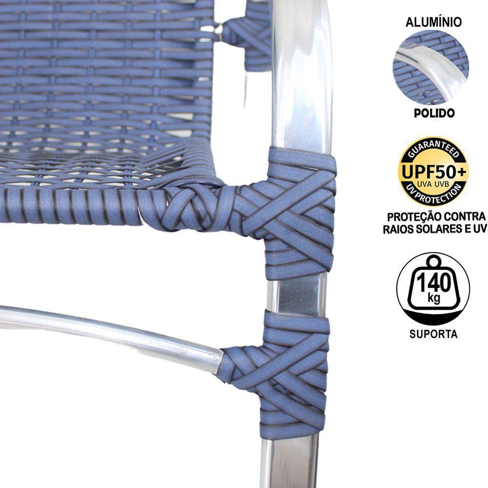 Conjunto De 4 Cadeiras Emily 2 Espreguiçadeiras Azul Dark - 2