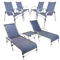 Conjunto De 4 Cadeiras Emily 2 Espreguiçadeiras Azul Dark - 1