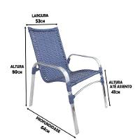 Conjunto De 4 Cadeiras Emily 2 Espreguiçadeiras Azul Dark - 3