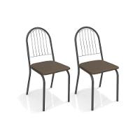 Kit 2 Cadeiras de Cozinha Noruega 2C077PRF  2 Un Preto Fosco/Courano Marrom - Kappesberg - 1