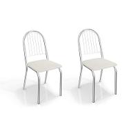 Kit 2 Cadeiras de Cozinha Noruega 2C077  2 Un Cromado/Courano Branco - Kappesberg - 1