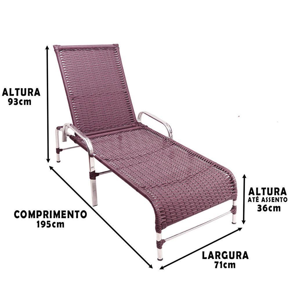 Jogo Com 4 Cadeiras Emily 2 Espreguiçadeiras Vinho Dark - 4