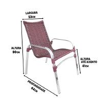 Jogo Com 4 Cadeiras Emily 2 Espreguiçadeiras Vinho Dark - 5