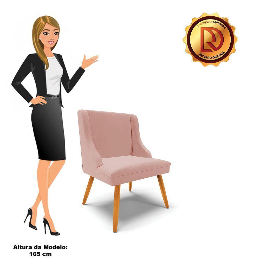 Kit 10 Cadeiras Veludo Rosê Pés Palito Castanho - 3