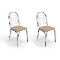 Kit 2 Cadeiras de Cozinha Holanda 2C009  2 Un Cromado/Courano Nude - Kappesberg - 1