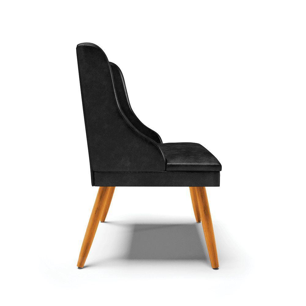 Kit 10 Cadeiras Corano Preto Pés Palito Castanho - 6