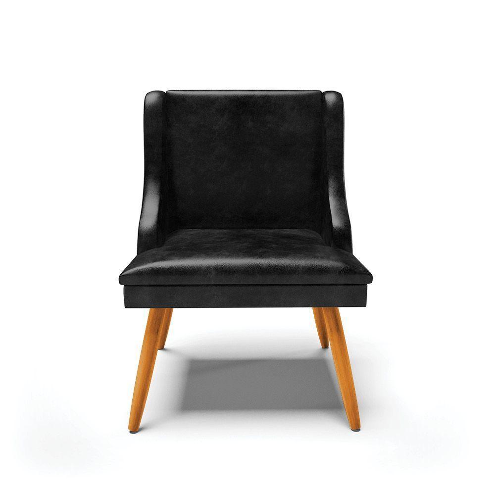 Kit 10 Cadeiras Corano Preto Pés Palito Castanho - 7