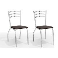 Kit 2 Cadeiras Sala Jantar Portugal 2C007  2 Un Cromado/Courano Preto - Kappesberg - 1