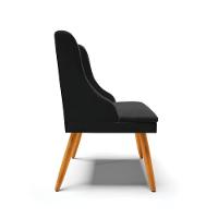 Kit 08 Cadeiras Veludo Preto Pés Palito Castanho - 6