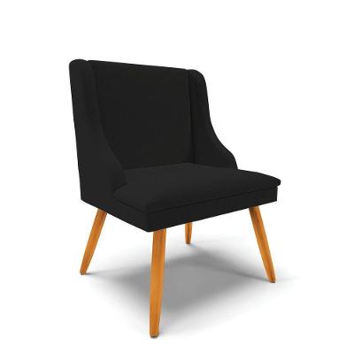 Cadeira Linho Preto A79 Pés Palito Castanho