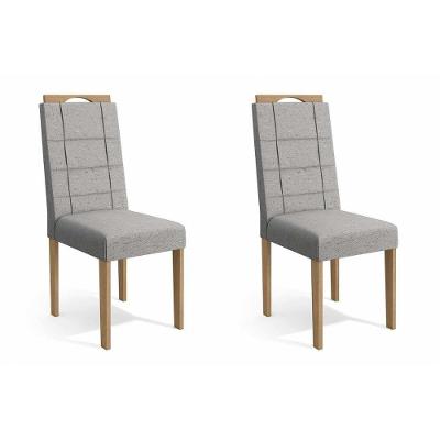 Cadeira Sala de Jantar 2CAD150 Madeira Kit 2 Un Eucalipto/Linho Caqui - Kappesberg