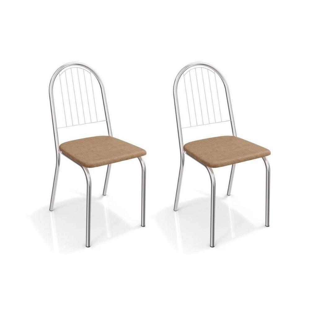 Kit 2 Cadeiras Sala Jantar Noruega 2C077  2 Un Cromado/Linho Capuccino - Kappesberg - 1