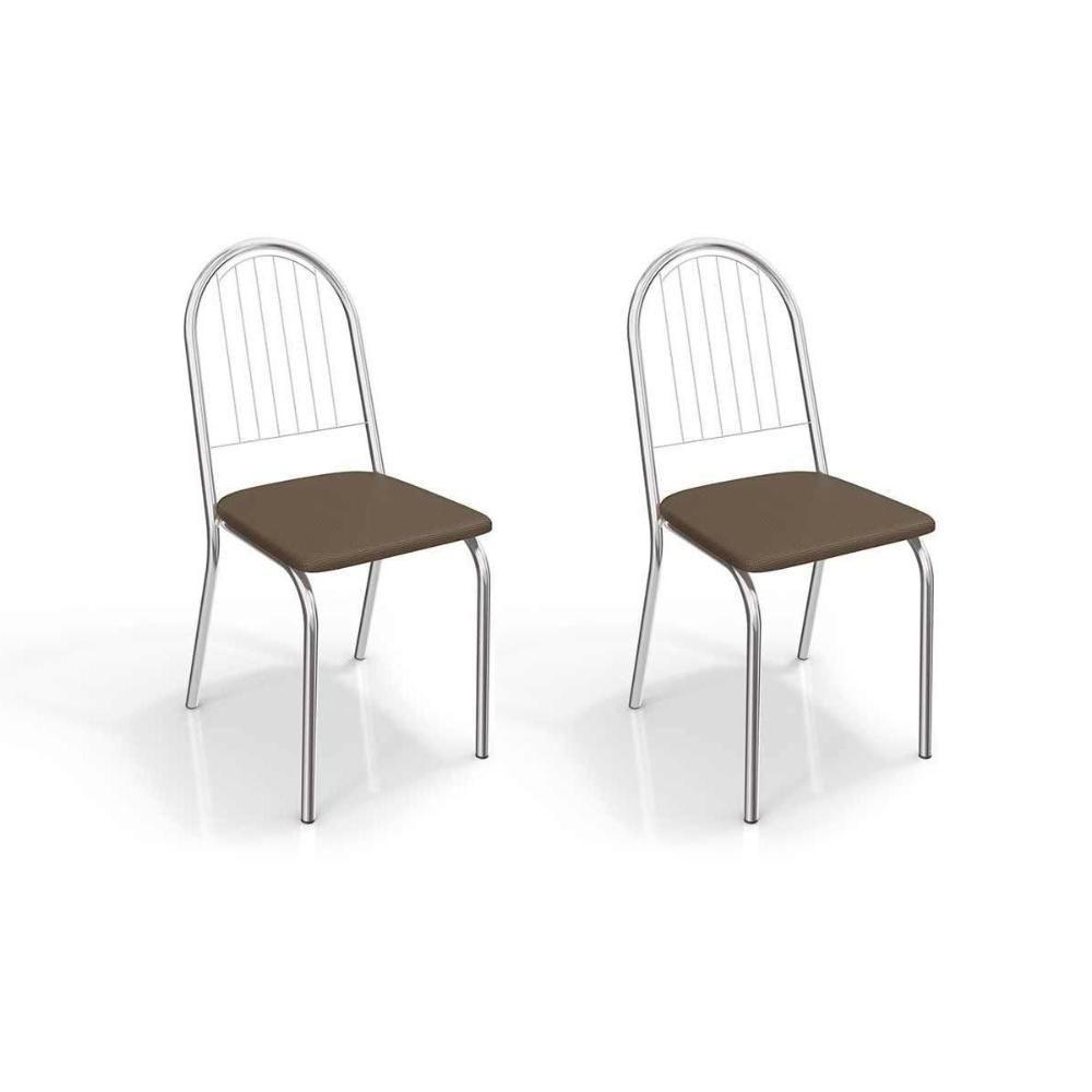 Kit 2 Cadeiras Sala Jantar Noruega 2C077  2 Un Cromado/Courano Marrom - Kappesberg - 1
