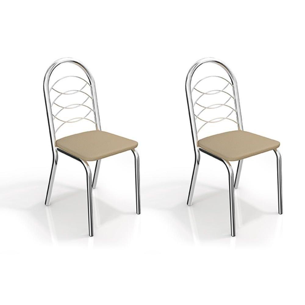 Cadeira de Cozinha Holanda 2C009 Kit 2 Un Cromado/Courano Nude - Kappesberg - 1