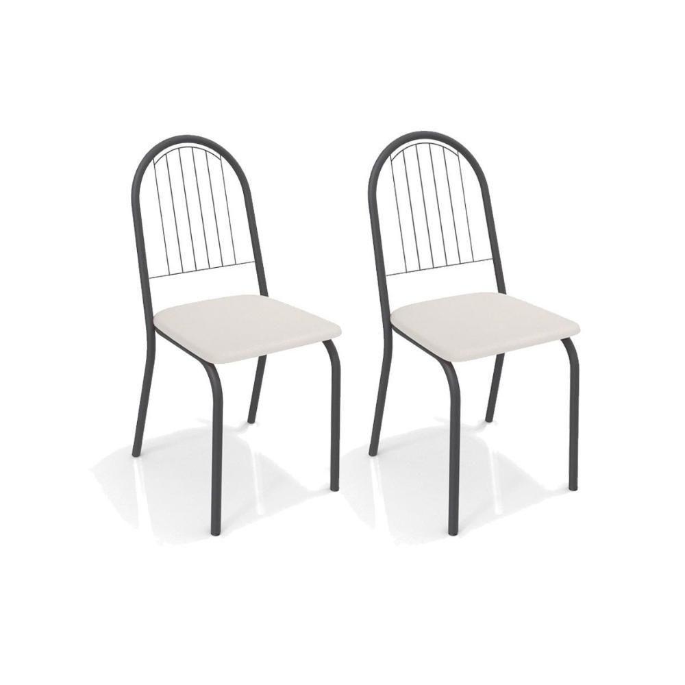 Cadeira de Cozinha Noruega 2C077PRF Kit 2 Un Preto Fosco/Courano Branco - Kappesberg - 1