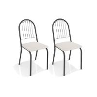 Cadeira de Cozinha Noruega 2C077PRF Kit 2 Un Preto Fosco/Courano Branco - Kappesberg - 1