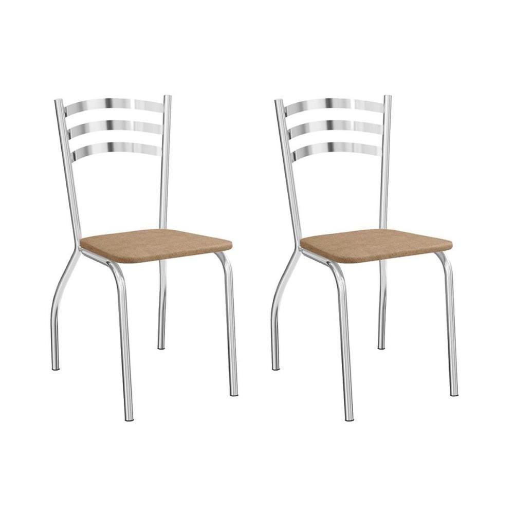 Cadeira Portugal 2C007 Kit Cromado Linho Capuccino - 1