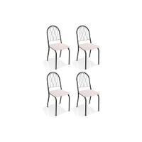 Cadeira de Cozinha Noruega 4C077PRF Kit 4 Un Preto Fosco/Courano Branco - Kappesberg - 1