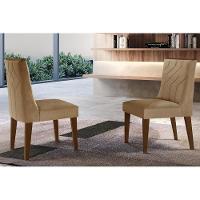 Kit 2 Cadeiras Sala Jantar Nevada 2 Un Madeira Capuccino/Linho Turim - Rufato - 1