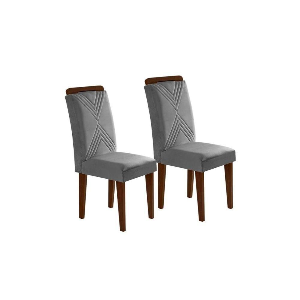 Kit 2 Cadeiras Sala Jantar Amsterdã Madeira 2 Un Capuccino/Veludo Grafite - Rufato - 1