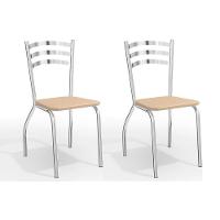 Kit 2 Cadeiras Sala Jantar Portugal 2C007  2 Un Cromado/Courano Nude - Kappesberg - 1