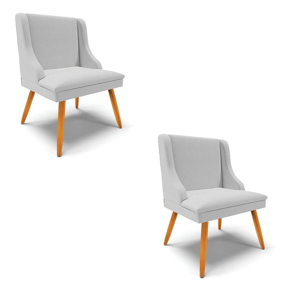 Kit 02 Cadeiras De Jantar Liz Linho Cinza A05 D'rossi - 1