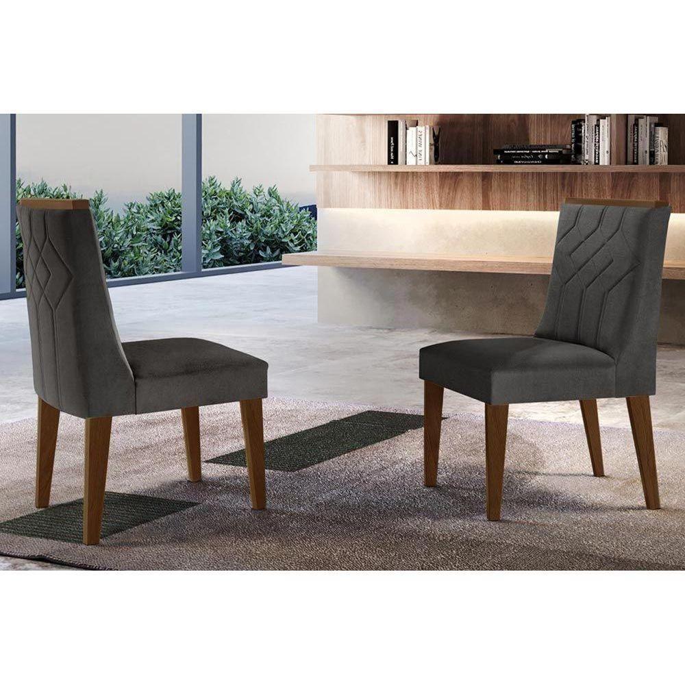 Kit 2 Cadeiras Sala Jantar Nevada 2 Un Madeira Capuccino/Grafite - Rufato - 1