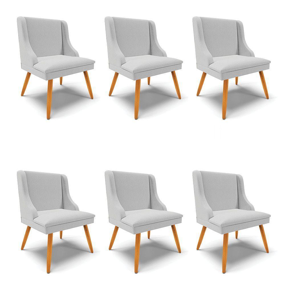Kit 06 Cadeiras De Jantar Liz Linho Cinza A05 D'rossi - 1