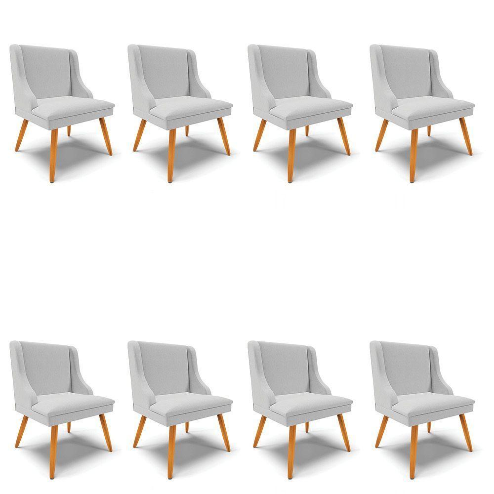 Kit 08 Cadeiras De Jantar Liz Linho Cinza A05 D'rossi - 1