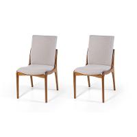 Conjunto 2 Cadeiras De Jantar Estofada Garbo Cinza Claro - 1