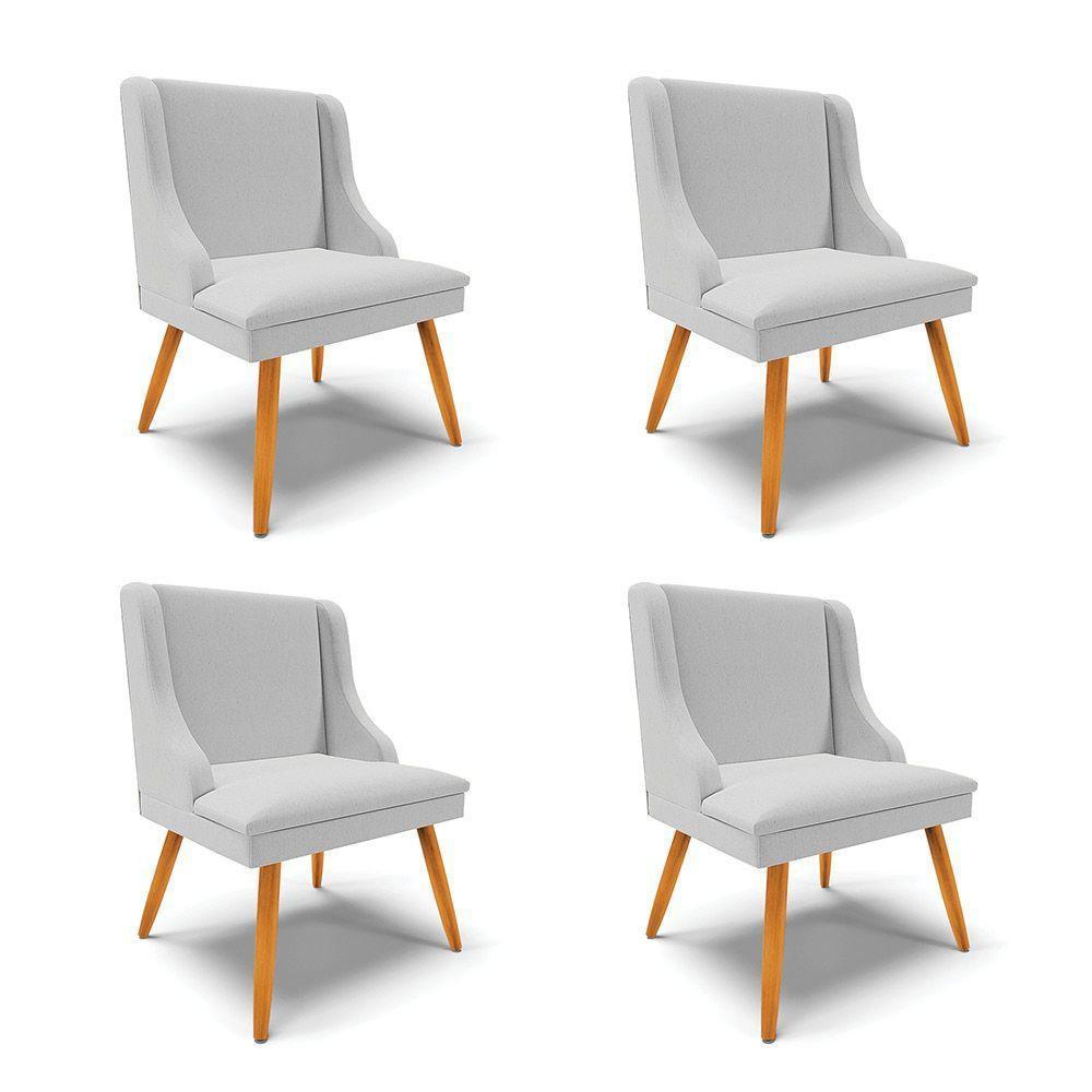 Kit 04 Cadeiras De Jantar Liz Linho Cinza D'rossi - 1