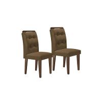Kit 2 Cadeiras Sala Jantar Imperatriz Madeira 2 Un Capuccino/Veludo Capuccino - Rufato - 1