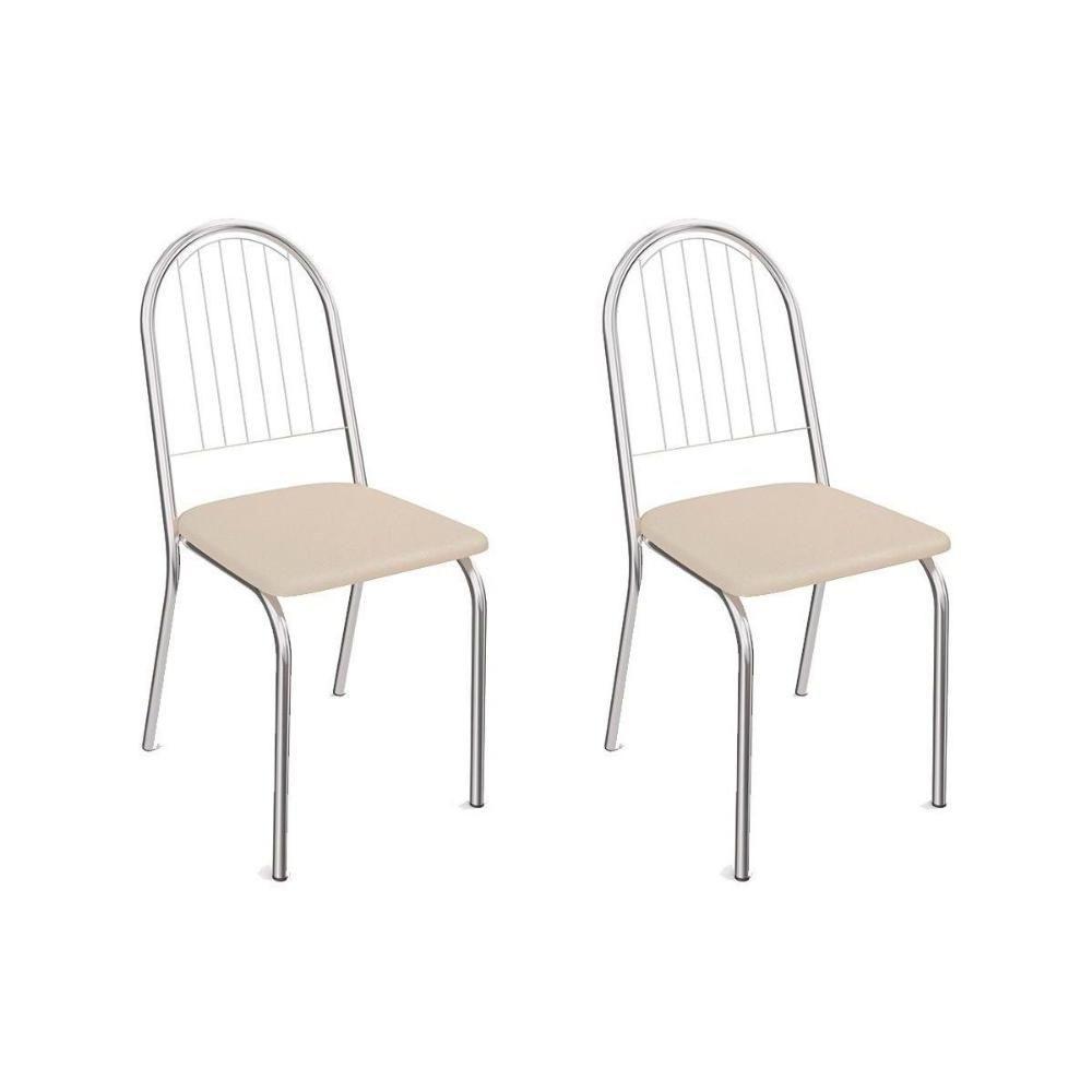 Kit 2 Cadeiras Sala Jantar Noruega 2C077  2 Un Cromado/Courano Nude - Kappesberg - 1