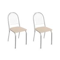 Kit 2 Cadeiras Sala Jantar Noruega 2C077  2 Un Cromado/Courano Nude - Kappesberg - 1