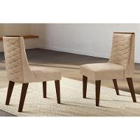 Kit 2 Cadeiras Sala Jantar Dafne Luxo Madeira 2 Un Capuccino/Linho Bouclê Creme - Rufato - 1