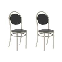 Kit 2 Cadeiras Sala Jantar 190 2 Un Prata - Assento Courano Preto - Carraro - 1