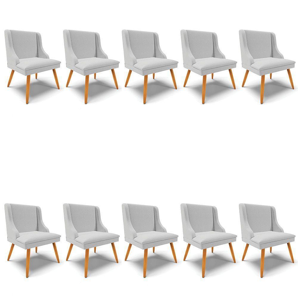Kit 10 Cadeiras De Jantar Liz Linho Cinza A05 D'rossi - 1