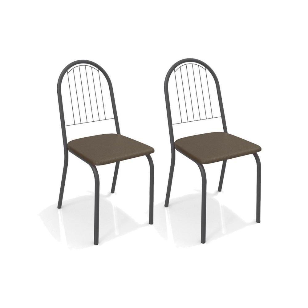Cadeira de Cozinha Noruega 2C077PRF Kit 2 Un Preto Fosco/Courano Marrom - Kappesberg - 1
