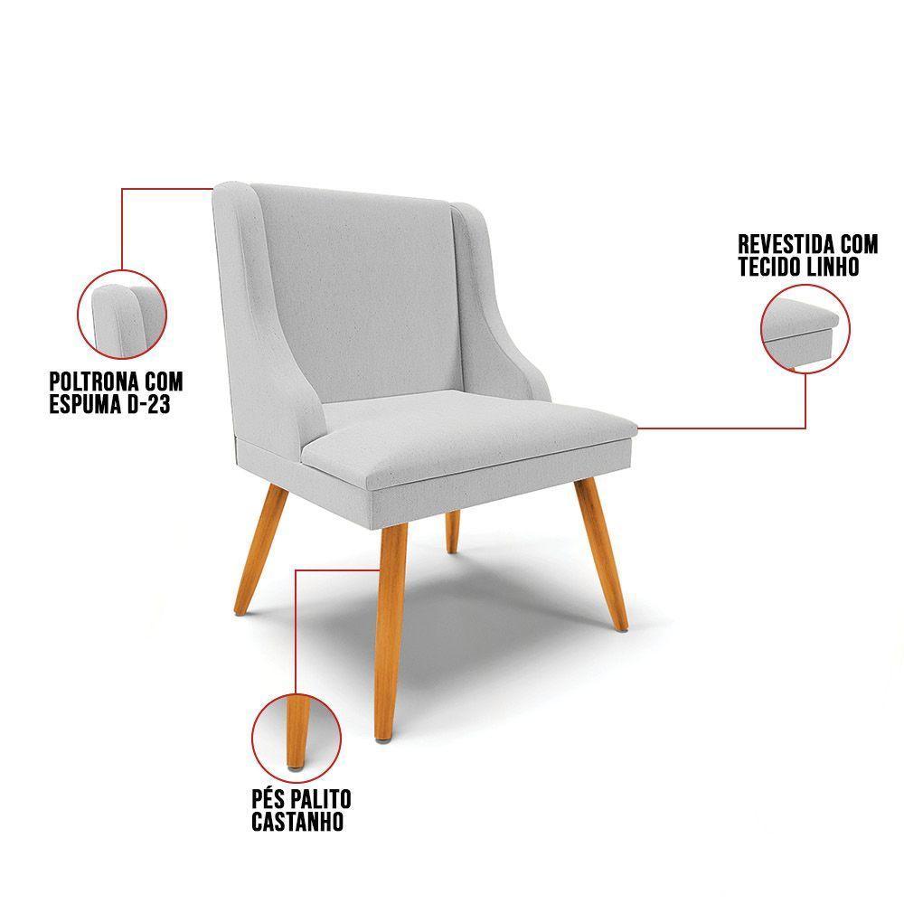 Cadeira De Jantar Liz Linho Cinza A05 D'rossi - 4