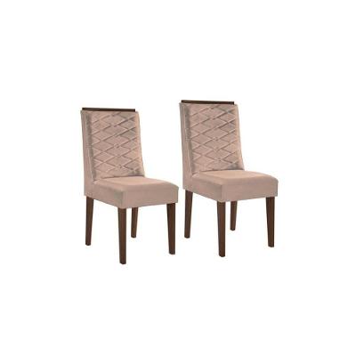 Kit 2 Cadeiras Sala Jantar Dafne Luxo Madeira 2 Un Capuccino/Veludo Pérola - Rufato