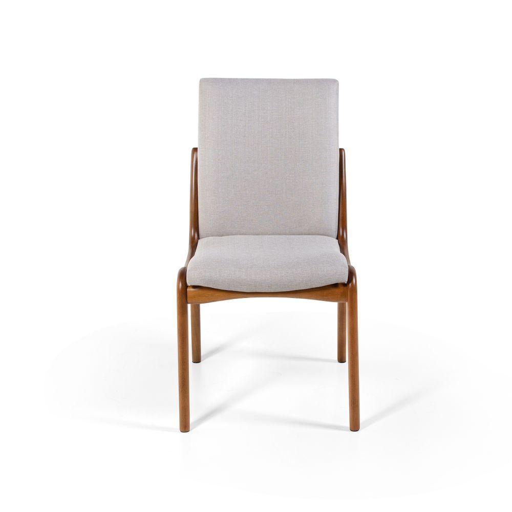 Conjunto 4 Cadeiras De Jantar Estofada Garbo Cinza Claro - 5